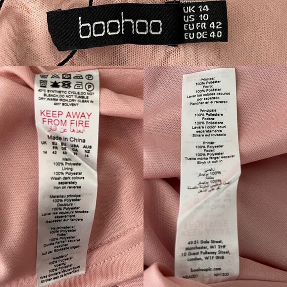 Boohoo Lace Ruffle Sleeve Skater Dress Blush 14 New - Picture 7 of 14